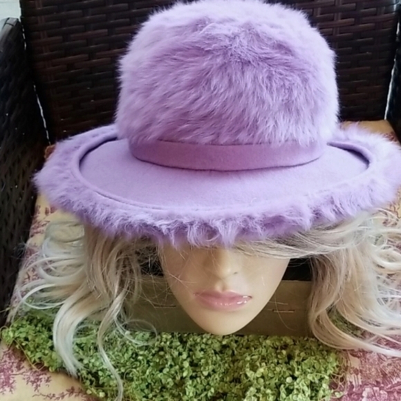 60s Miss DIOR by Christian Lilac Wisteria Angora Mod Mohair Fur Union Purple Hat - Picture 8 of 12